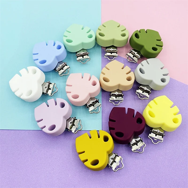 1pcs Perle Silicone Leaves Shaped Clips BPA Free DIY Baby Soother Nursing Dummy Draft Teethiing Toys Clips Teething Toys Silicone Teething Toys Baby Teething Toys