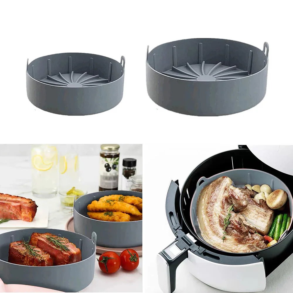 AirFryer Silicone Pot Multifunctional Air Fryers Oven Accessories Bread Fried Chicken Pizza Basket Baking Tray FDA Dishes |