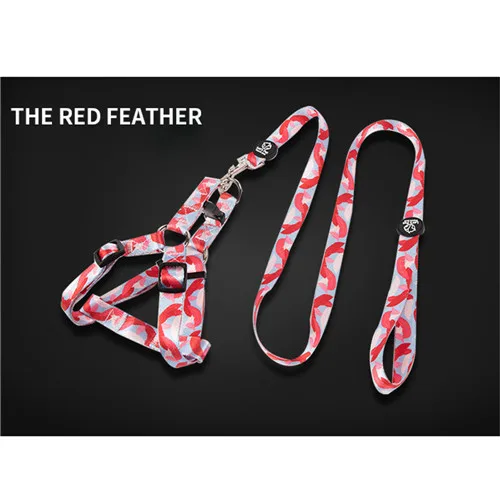 Red feather Регулируемый нейлоновый ремень для домашних животных, 120 см, ошейник для собак, нагрудный ремень для больших собак, с рисунком, антиутерянный ремень, аксессуары для домашних животных - Цвет: Red feather