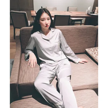 

Long Sleeve Long Pants Two-piece Sets Satin Pajamas Set Women Spring Summer Autumn Women Clothes Home Suit pajamas pijamas