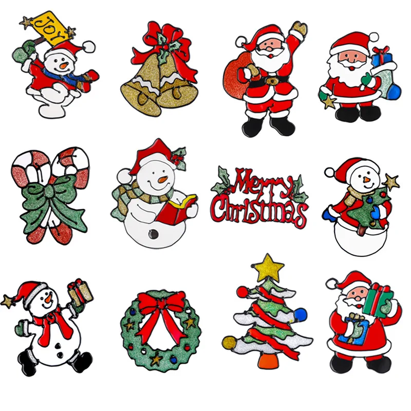 Новогодняя силиконовая стеклянная наклейка Navidad, большие оконные стеклянные двери, Рождественские декоративные наклейки, инструменты для декора рождественской атмосферы