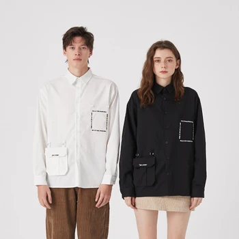 

2020 Men & Women Shirts Letter Print with Pocket Button Up Shirt