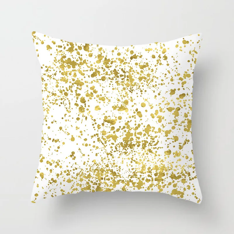 

Fuwatacchi Gold Flower Printed Cushion Cover for Sofa Chair Bedroom Decor Square Linen Pillowcase Feather Leaves Pillow Cover