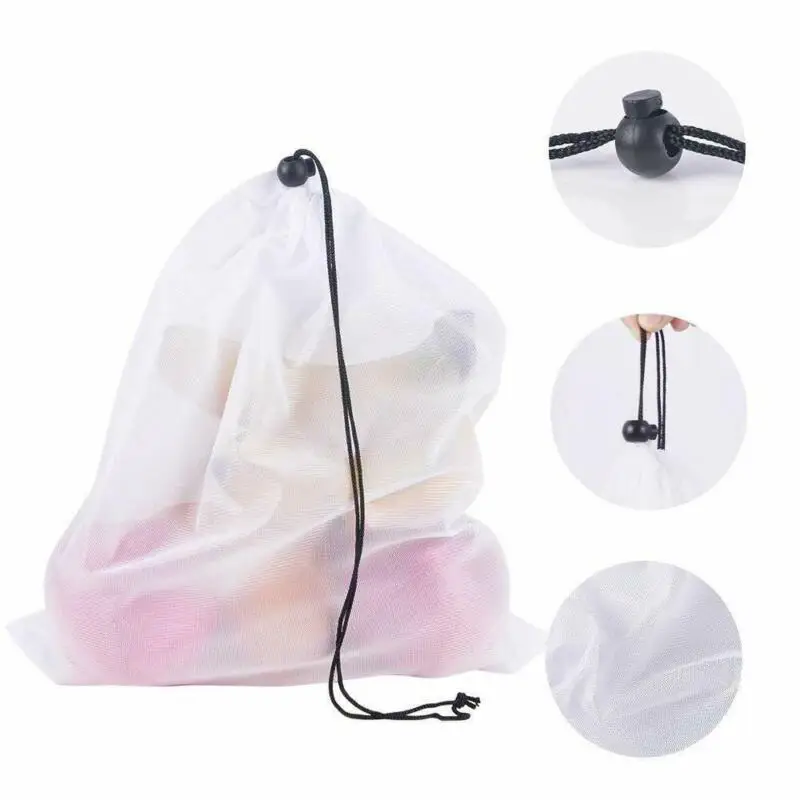 15 пачек многоразовые хозяйственные сумки производят мешки белая веревка сетка для овощей, фруктов, игрушек мешок для хранения/