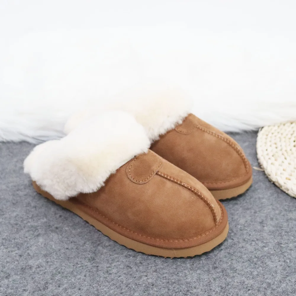 2023 New Natural Sheepskin Fur Slippers Female Winter Slippers Women Warm Indoor Slippers Soft Wool Lady Home Slippers
