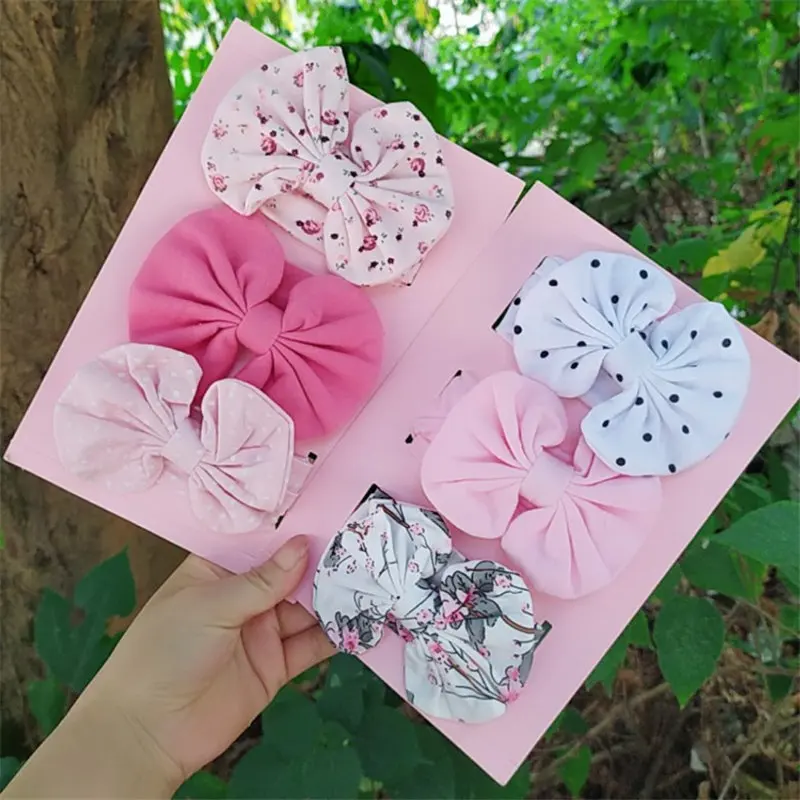 3pcs/lot Baby Girl Headband Cotton Bowknot Flower/Dots Printed Toddler Hairband Kid Fabric | Детская одежда и обувь