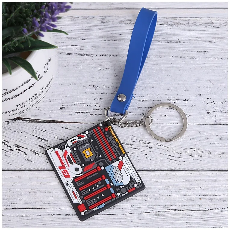 

Creative GIGABYTE Motherboard Keychain Mini Mainboard Soft Rubber Model Bag Keyring Intel AMD Personality Gift Hot Sell Pendant