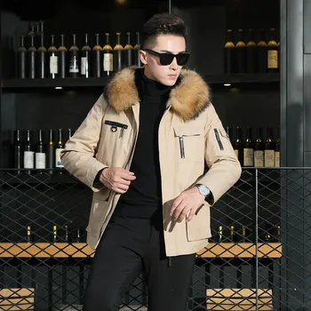 

Real Fur Coat Natural Rabbit Fur Liner Parka Winter Jacket Men Real Raccoon Fur Collar Coat Plus Size Jacket Casaco YC-011 YY826
