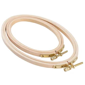 

2 Pieces Oval Embroidery Hoops Include 1 Piece 8.3 X 5.4 Inch and 1 Piece 6.3 X 4.1 Inch Cross Stitch Hoops Ring for Art Craft H