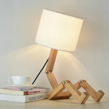 

New creative personality small robot shaped lighting fashion home bedroom bedside wooden table lamp WF4171040