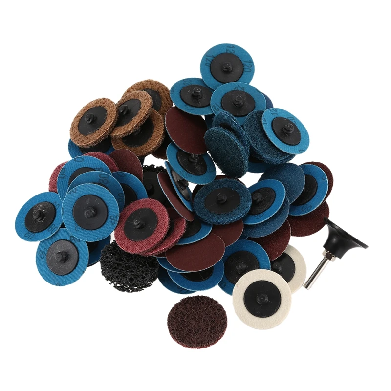

60 in 1 Sand Disc Set with 2 Inches Quick Change Disc 1/4 Inch Tray Bracket for Surface Pretreatment Strip Grinding and Polishin
