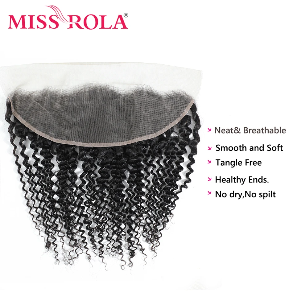Miss Rola 13x4 Lace Frontal Ear To Ear Kinky Curly Hair Natural Color Brazilian Human Hair Straight Lace Frontal Closure Remy