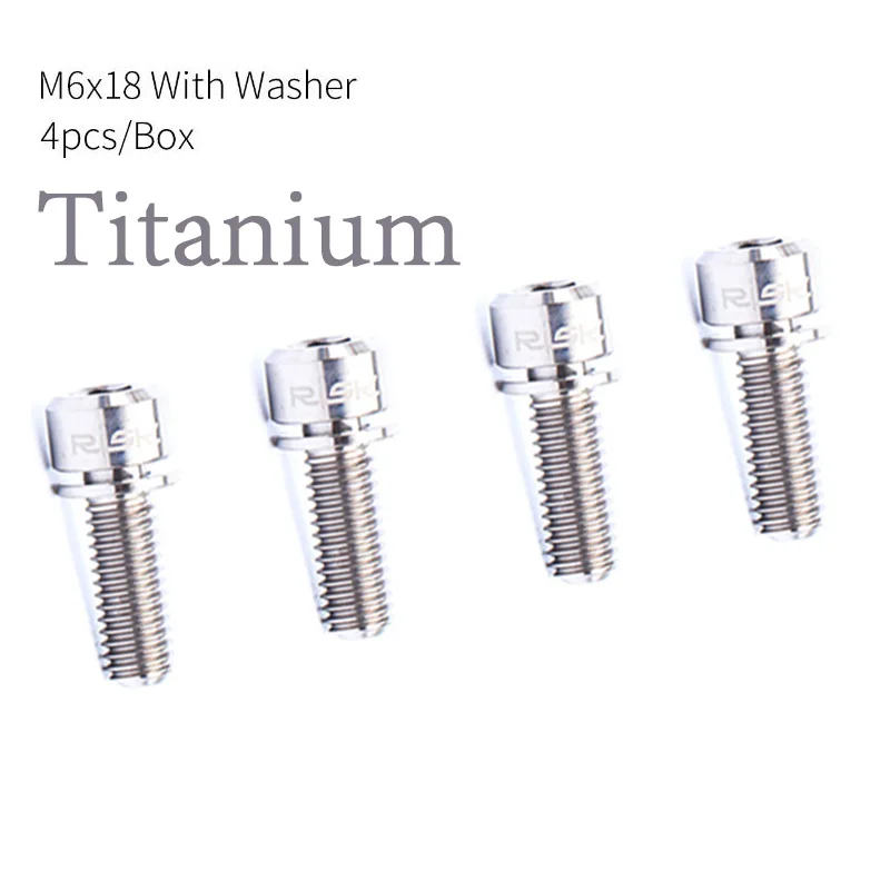 18mm-Titanium Риска, 4 шт. в партии, 6x18/20 мм Титан болт с шайбой для велосипеда гидравлические дисковые тормоза тормозной суппорт или MTB дорожный велосипедный Кривошип стволовых под винт - Цвет: 18mm-Titanium