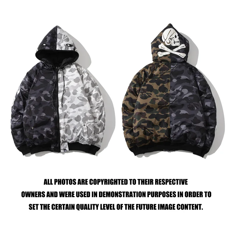 

Japanese-style Popular Brand Shark Head Skull Dark of Mixed Colors Cotton Overcoat Jacket Raincoat Jacket