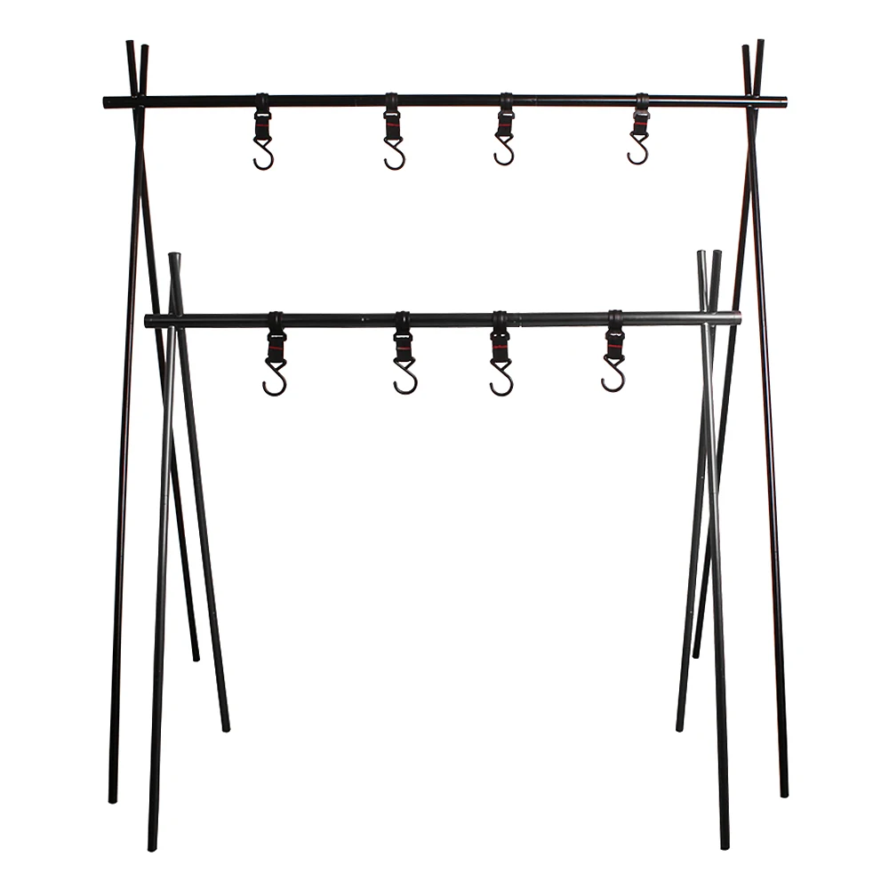 Panelas ao ar Organizador de Suspensão Acampamento com Ganchos Livre Pendurado Rack Triangular Pote Pan Suporte 8kg Carregando Peso Armazenamento 10 carregando peso rack armazenamento acampamento com ganchos