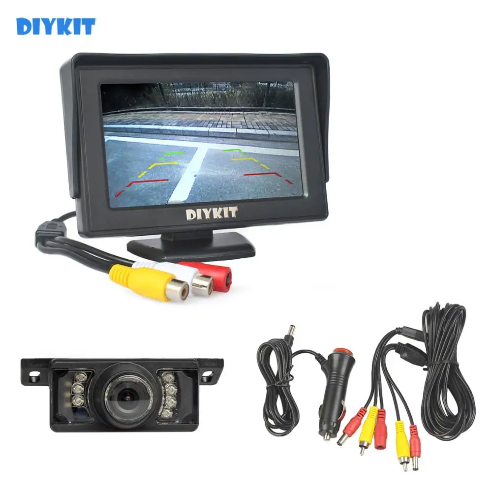 DIYKIT проводной 4,3 дюймов цветной TFT ЖК-монитор автомобиля + HD ночного видения HD заднего вида автомобиля камера парковочные системы комплект