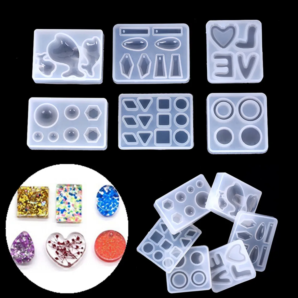 

1PC Pendant Craft DIY Transparent UV Resin Liquid Silicone Combination Molds For DIY Making Finding Accessories