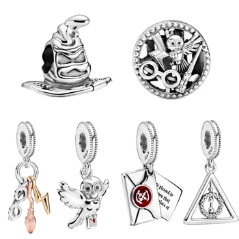 

2020 six new 925 sterling silver Deathly Hallows Dangle Charm fit Original Pandora Charms Bracelet For Women DIY Jewelry Marking