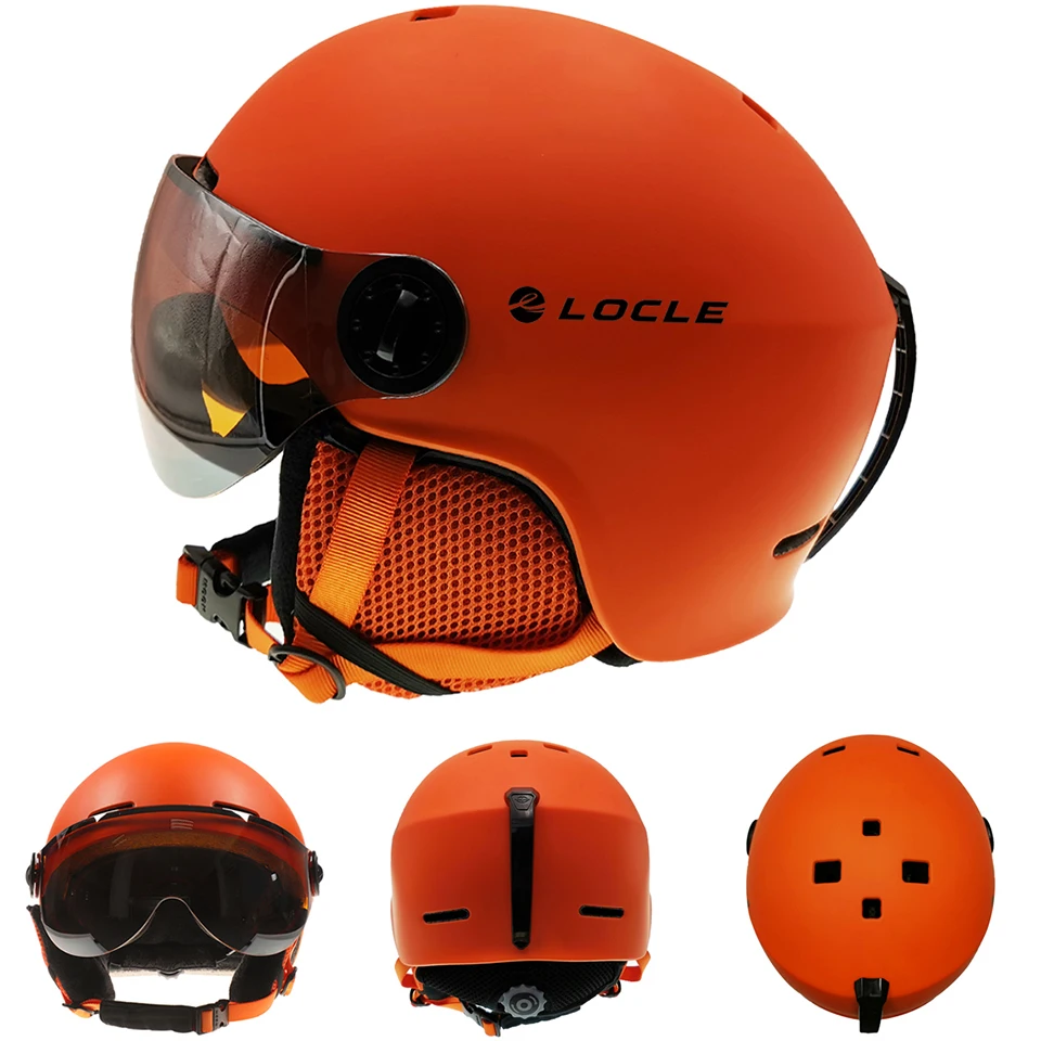 LOCLE лыжный шлем с очками интегрированный PC+ EPS CE сертификация лыжный шлем для женщин и мужчин лыжный сноуборд Снежный шлем