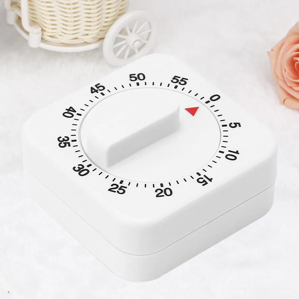 60 минут времени Пластик белый квадрат механический таймер с будильником для Кухня точного времени Пособия по кулинарии# YL10
