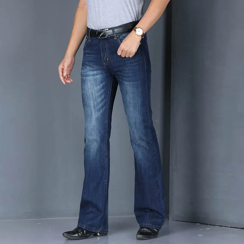 Wide Leg Denim Pants Men Bootcut Jeans 