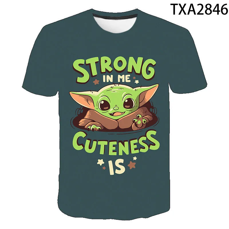 Camiseta de Baby Yoda Mandalorian para hombre, mujer y niño, camiseta de estética de Star Wars, Camisetas estampadas en 3D, ropa fresca de verano para niño y niña
