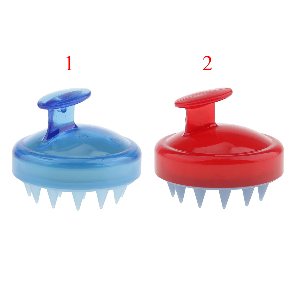 2pcs Soft Silicone Shampoo Scalp Shower Hairbrush Hair Washing Exfoliating Massager Massage Brush Comb for Men Women Red Blue