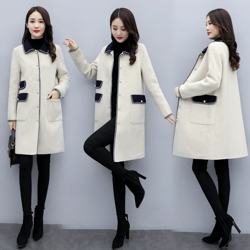 

Fashion Woolen Jacket Women's Mid-length 2019 Winter New Style Graceful Korean-style Loose-Fit Popular Woolen Overcoat Fashion
