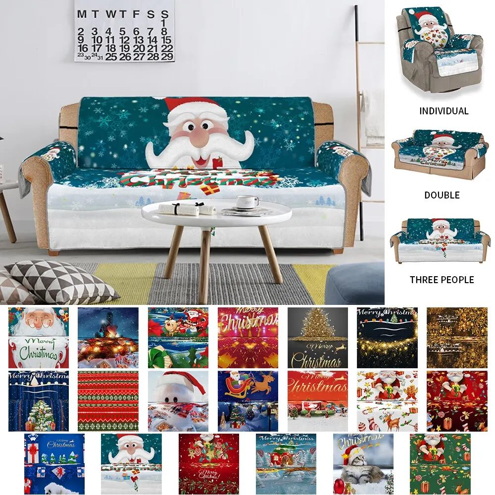 Счастливого Рождества мебель чехлы на сиденья протектор чехол Санта Клаус софа с