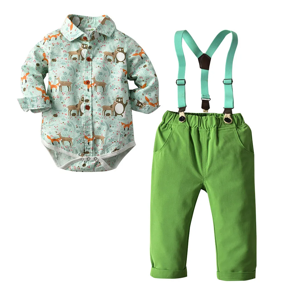 Весенне-осенняя модная одежда для младенцев, комбинезон, костюм, одежда для маленьких мальчиков, джентльменский комбинезон с галстуком-бабочкой+ штаны, вечерние комплекты для малышей - Цвет: style 2