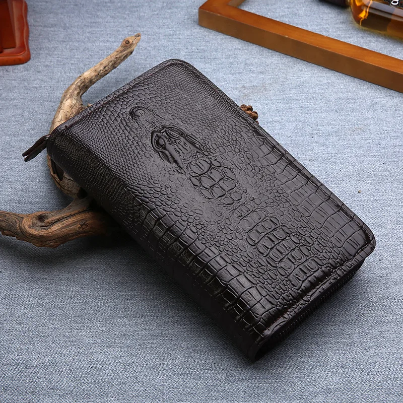 

Item Number 905 Crocodile Head Crocodile Bone MEN'S Handbag Clutch Casual Business Mobile Phone Bag