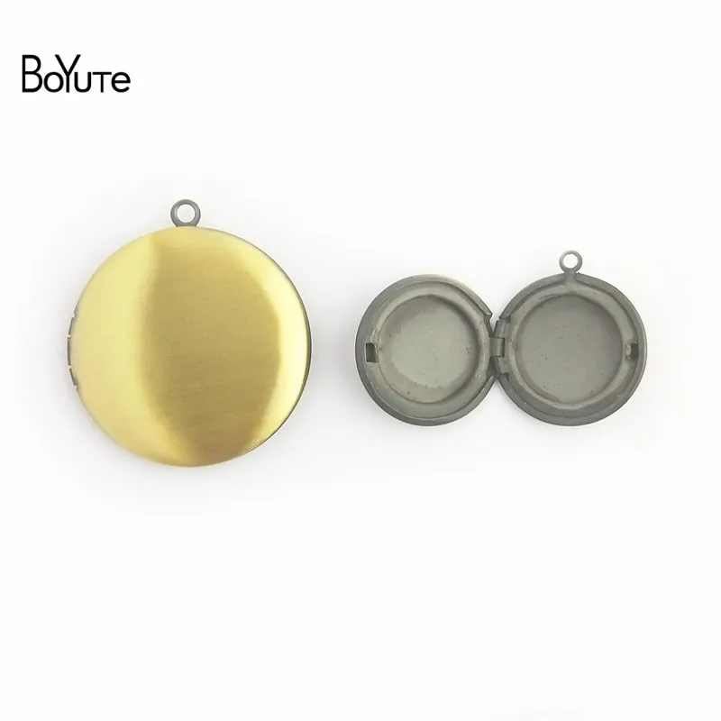 BoYuTe 10Pcs 7 Colors Plated Metal Copper Round 32MM 20MM Glossy Pendant Locket Diy Photo Locket Charms (4)