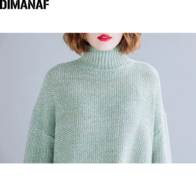 DIMANAF Plus Size Women Sweater Autumn Winter Warm Knitting Thick Turtleneck Female Lady Basic Pullovers Fashion Clothing 2019