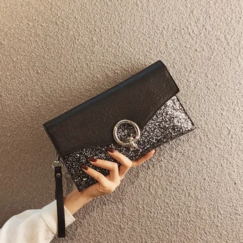 

Hot Selling Fashion Korean Style Women's Wallet Retro Classic Stitching Clutch Sequin Elegant Handbag All-match Messenger Bag