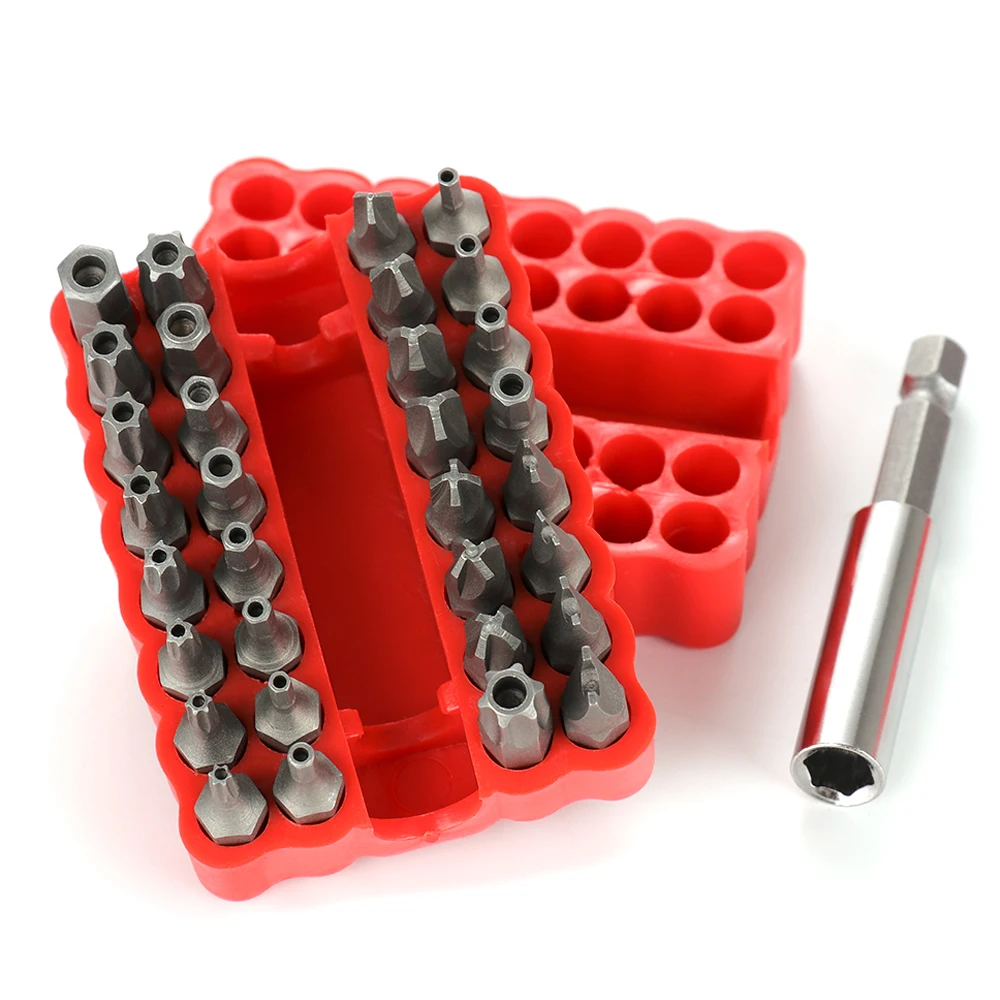 

33pcs Security Bit Set with Magnetic Extension Bit Holder Tamper Proof Torq Torx Hex Star Screwdriver Bits Set Hand Tools