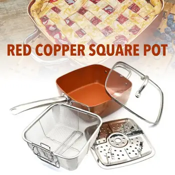 

4PCS Ceramic Non-stick Pan Set With 10 Inch Deep Square Fry Pan Kitchen Supplies