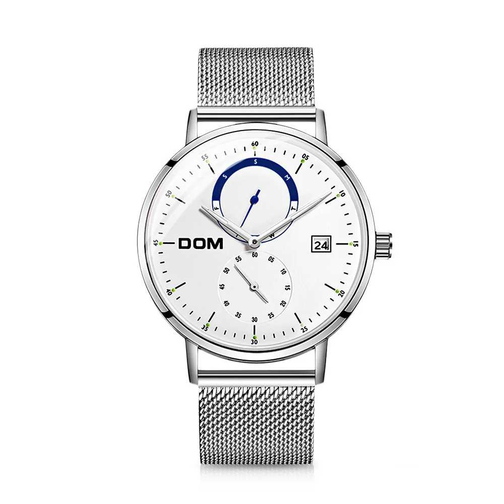 

Luminous Calendar Steel Mesh Strap Waterproof Quartz Men Watch