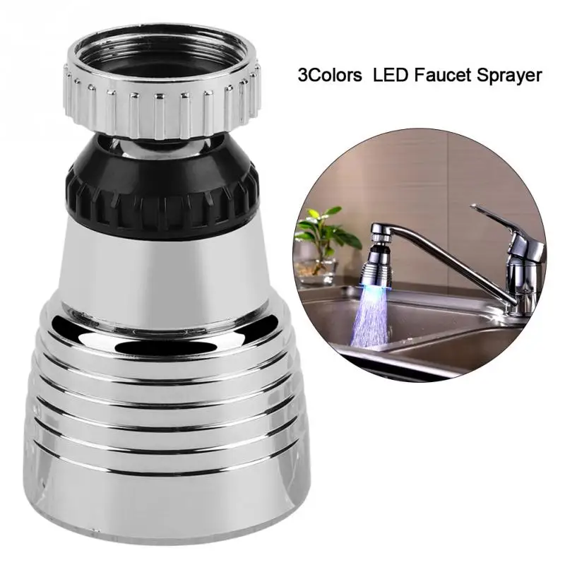 360 градусов вращающийся светильник с датчиком температуры водопроводный кран для кухни и ванной цветной светодиодный Распылитель кухонный кран