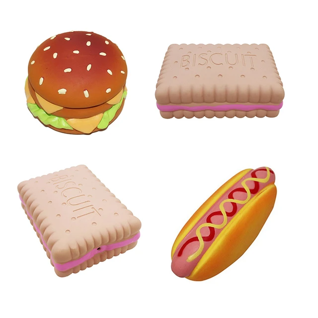 Pet Enjoy Pet Hamburger Chew Toys Hamburger Shaped Food Toy Squeaky Dog Toy  Dogs Safe Durable Puppy Chew Toy for Dogs Teeth Cleaning and Playing 