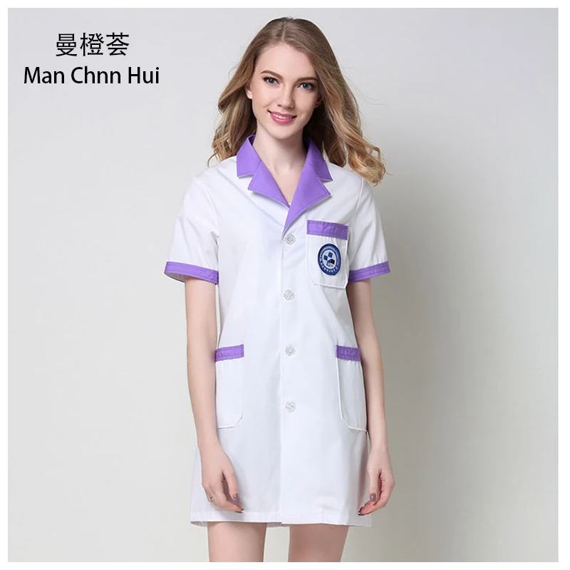Korean ladies White coat laboratory Robe science lab coat beauty salonSlim Beautician Work clothes Beauty uniforms medical lab coat