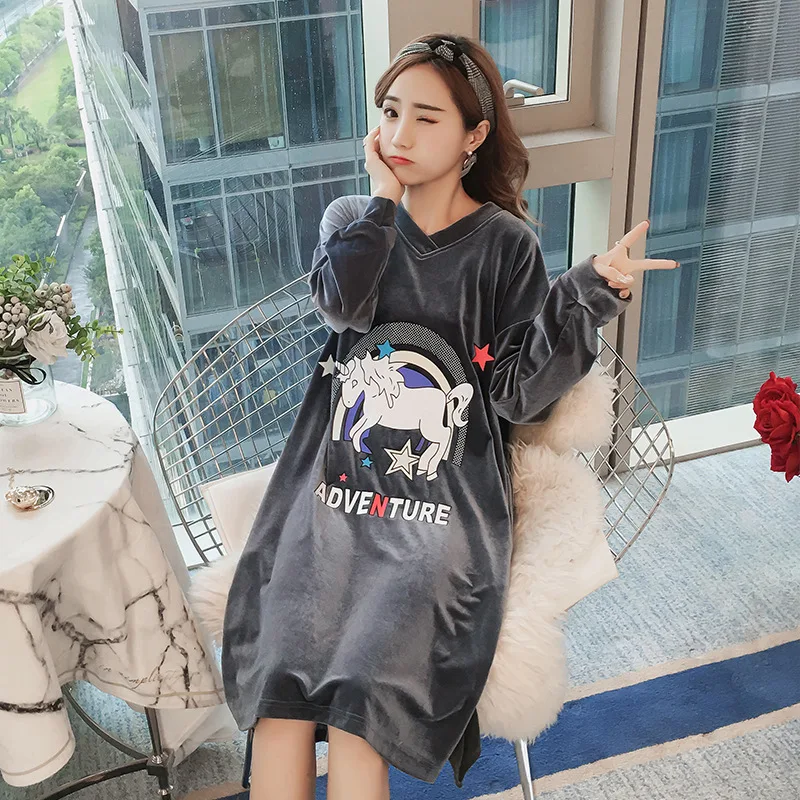

8832 # Single. Angle. Beast Pullover Ht High Quality Gold Velvet Long Sleeve Sweet Nightgown Homewear Set