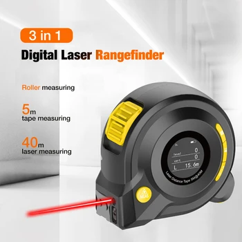 

3 In 1 40m Laser Rangefinder 5m Laser Tape Measure Curved Distance Meter Digital Ruler Measurement With LCD Display