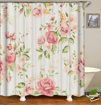 

Flowers Bathroom Curtain Pink Lotus Dandelion Bathroom Shower Curtain Flower of Life Home Decor Color Waterproof Curtain