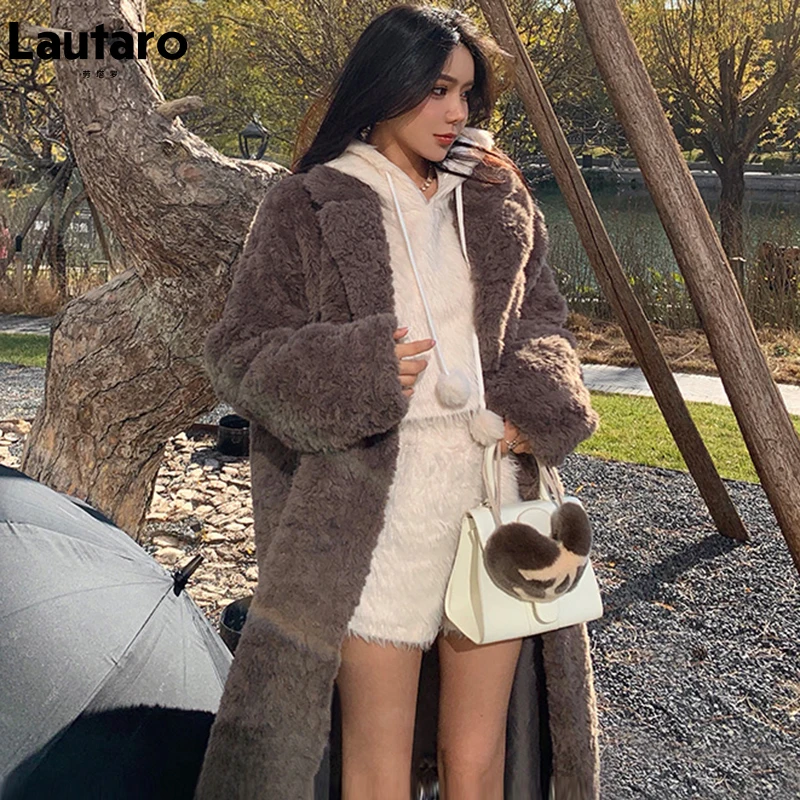 Lautaro zimowy długi, w stylu Oversized Shaggy Fuzzy ciepły gruby puszysty płaszcz ze sztucznego futra kobiet skrzydła klapa stylowa luksusowa koreańska moda 2021 4 Lautaro zimowy długi, w stylu Oversized Shaggy Fuzzy ciepły gruby puszysty płaszcz ze sztucznego futra kobiet skrzydła klapa stylowa luksusowa koreańska moda 2021 4