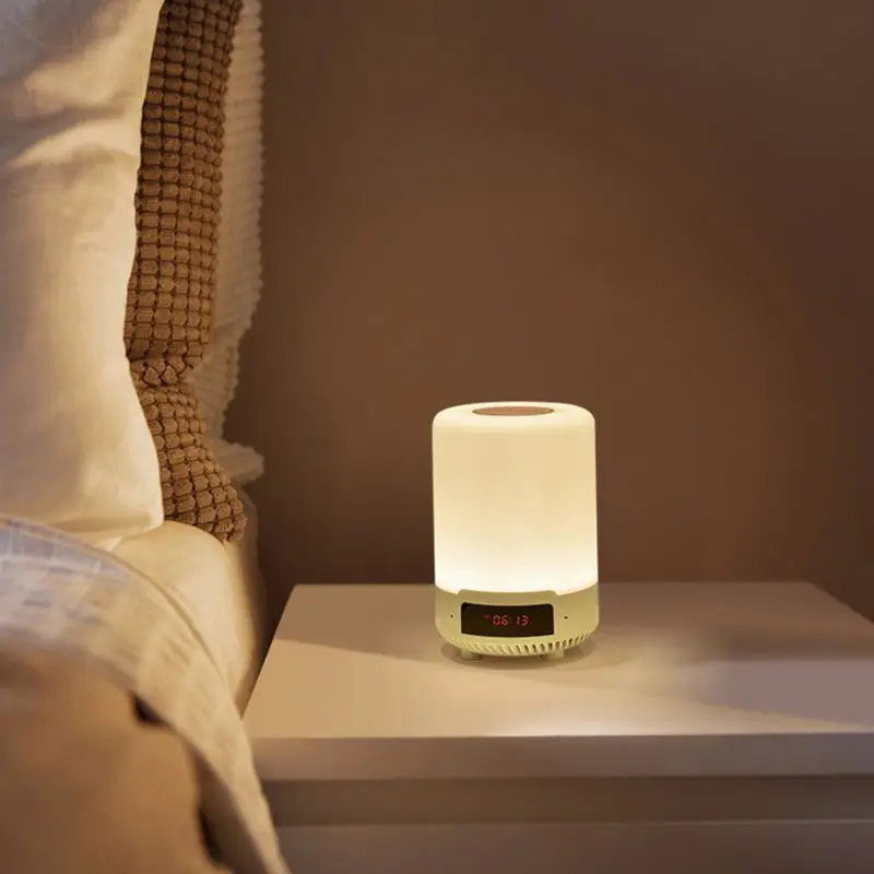 Сенсорный экран Управление Bluetooth Динамик с регулируемой яркостью светодиодный ночной Светильник хэндс-фри вызовов сабвуфер часы
