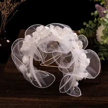 Bride Gauze Flower Hair band Wedding dreamy vintage hair hoops Wedding bride Accessories