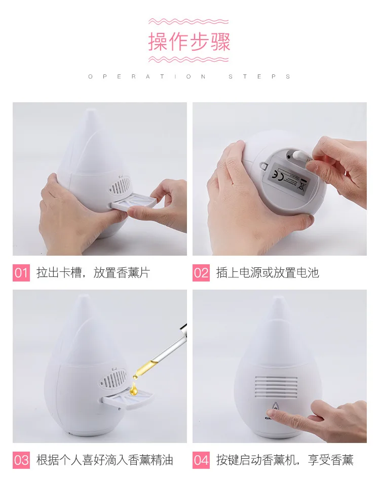 Drop-Shaped Air Freshener Machine Aroma Diffuser(Non-mist) And Smoked Essential Oil Mini Air Diffusion Machine Purification Mut