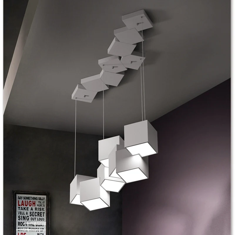Minimalist Geometric Led Pendant Lamp for Kitchen Living Room Dining White Home Interior Art Hanging Chandelier Lighting Fixture | Лампы и