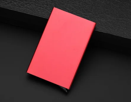 Rfid качество, кредитный держатель для карт, для мужчин, нержавеющая сталь, тонкий, анти-защита, для путешествий, ID, держатель для карт, мужской кошелек, металлический чехол, Porte Carte - Цвет: Красный