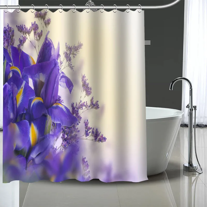 Waterproof Shower Curtain Can Be Customized Iris Flowers Bathroom ...